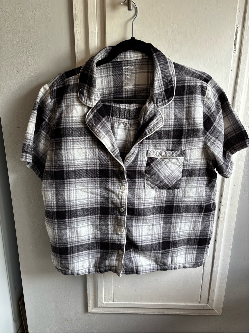 Sonoma 100% Cotton Black & White Plaid Short-Sleeve Pajama Set